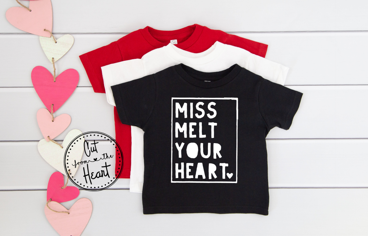Toddler Youth Girls Valentine Shirt, Girls Valentine Outfit, Miss Melt – Cut From the Heart